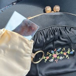Vintage bag - French hand made mini bag silk embroidered